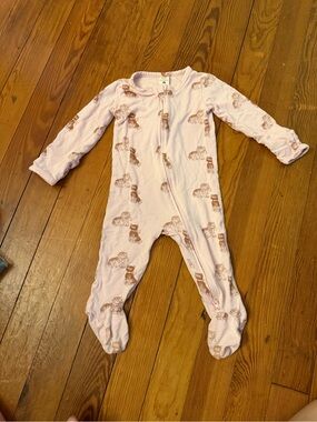 Kate Quinn Bamboo Footie Pajamas Pink Cat Print 6-9M